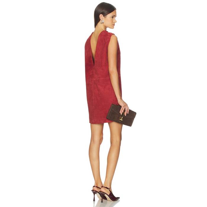 Srg 【 Mona Suede Dress Women Dark Cherry 】 スエード・スウェード 御召しもの レディース