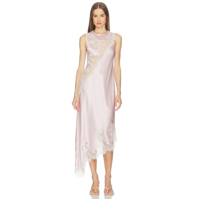 Srg 【 Ellis Silk Midi Dress Women Blush \u0026Amp; White 】 御召しもの レディース 白いこと 白いこと