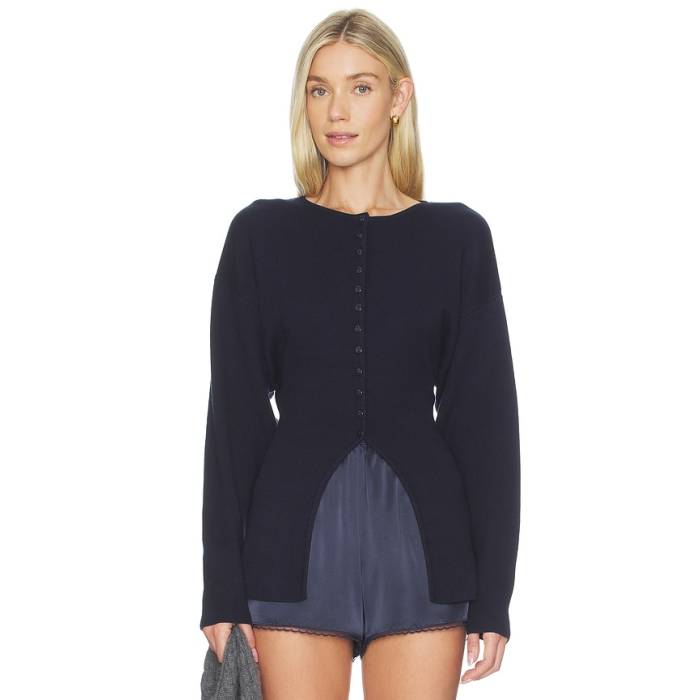 Weworewhat 【 Drop Shoulder Cardigan Women Dark Navy 】 ジレー レディース 紺色 米国海軍