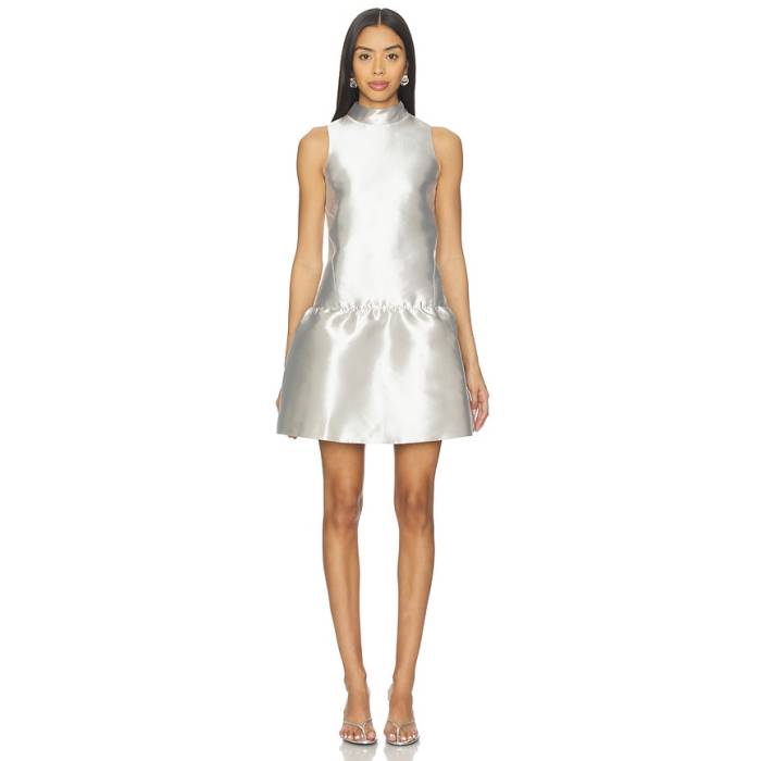 Aligne 【 Blaze Satin Mini Dress Women Silver 】 繻子 お召しもの レディース Silver しろがね色・しろがね色 レディースファッション-ドレス
