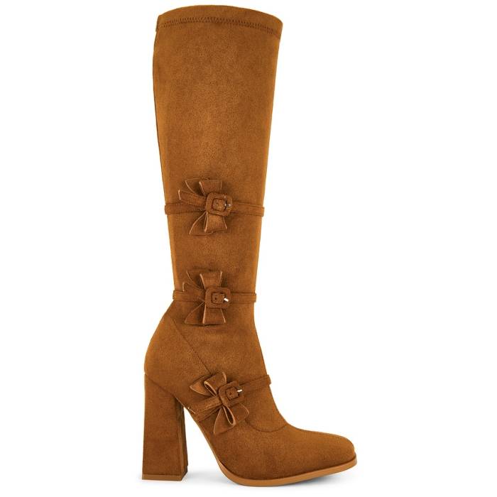 Zemeta 【 Bow Suede Boot Women Tan 】 スエード・スウェード ブーツ レディース