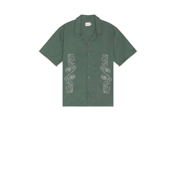 Bound 【 Floral Embroidery Shirt Men Green 】 メンズ green 緑・緑であること
