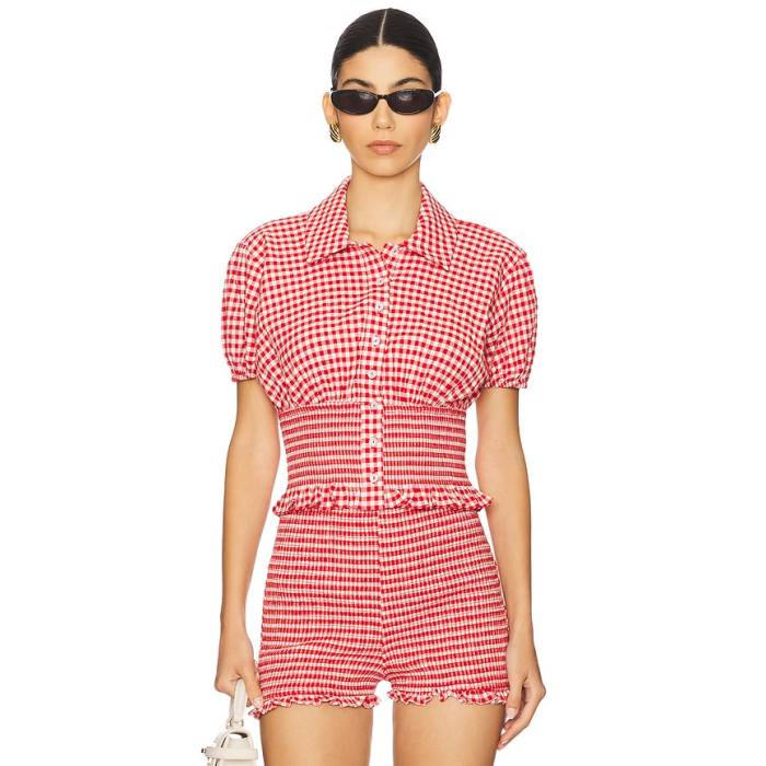 L\u0027academie 【 By Marianna Gwen Top Women Red \u0026Amp; White 】 レディース Red 赤・赤いこと 白いこと 白いこと