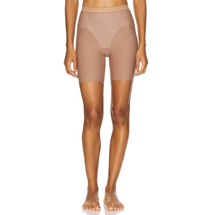 渡り間クス Spanx 【 Shape Invisible Supima Cotton Mid Thigh Short Women Cafe 金 Lait 】 ミッド レディース