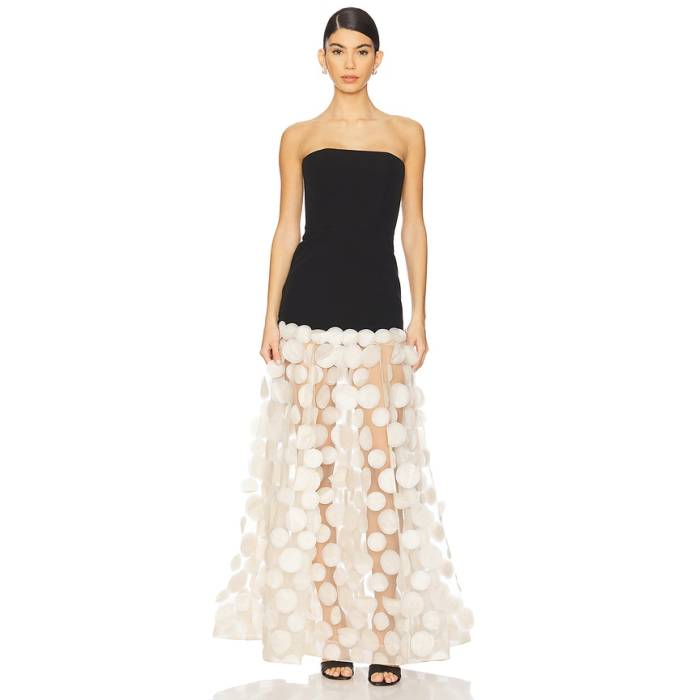 Bronx And Banco 【 Harper Strapless Gown Women Black \u0026Amp; Beige 】 レディース 黒いこと 黒いこと ベージュ