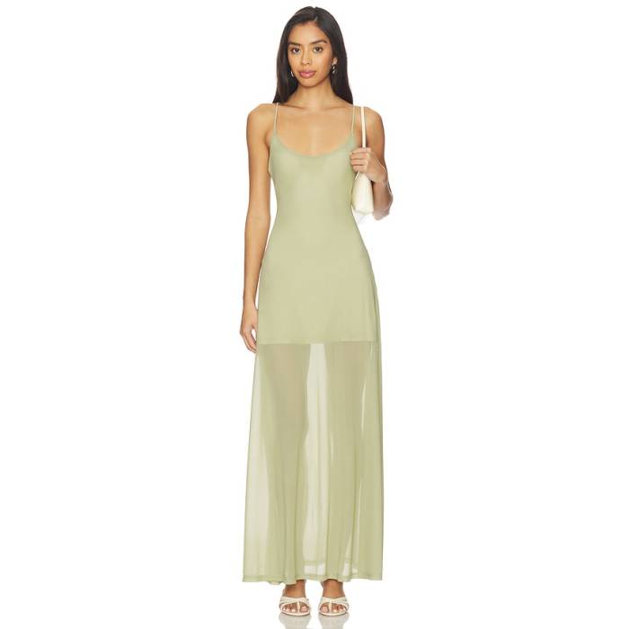 Sndys 【 Alessandra Mesh Maxi Dress Women Khaki 】 お召しもの レディース カーキ