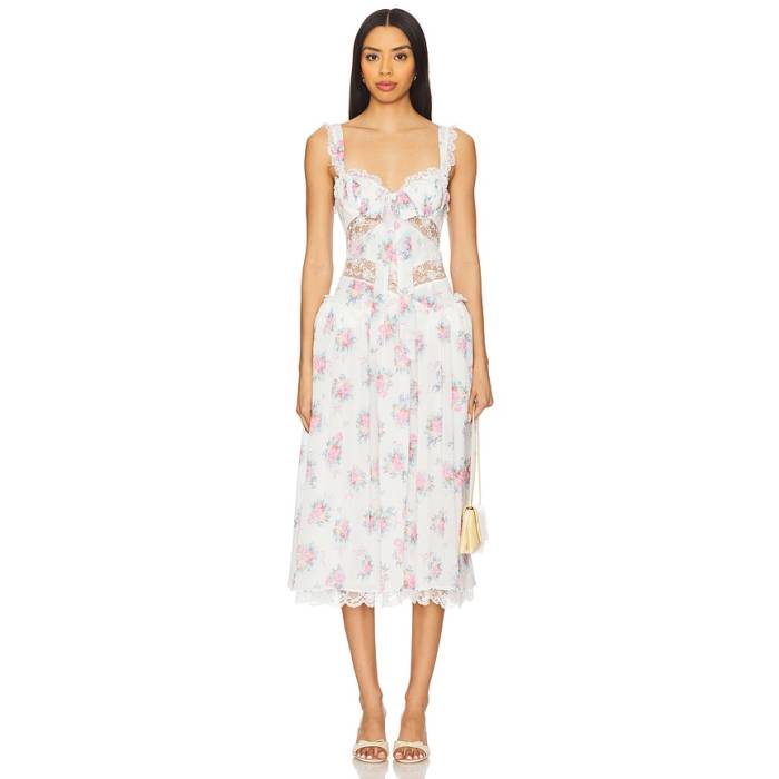 For Love \u0026 Lemons 【 Doily Bouquet Midi Dress Women White 】 お召しもの レディース 白いこと 白いこと