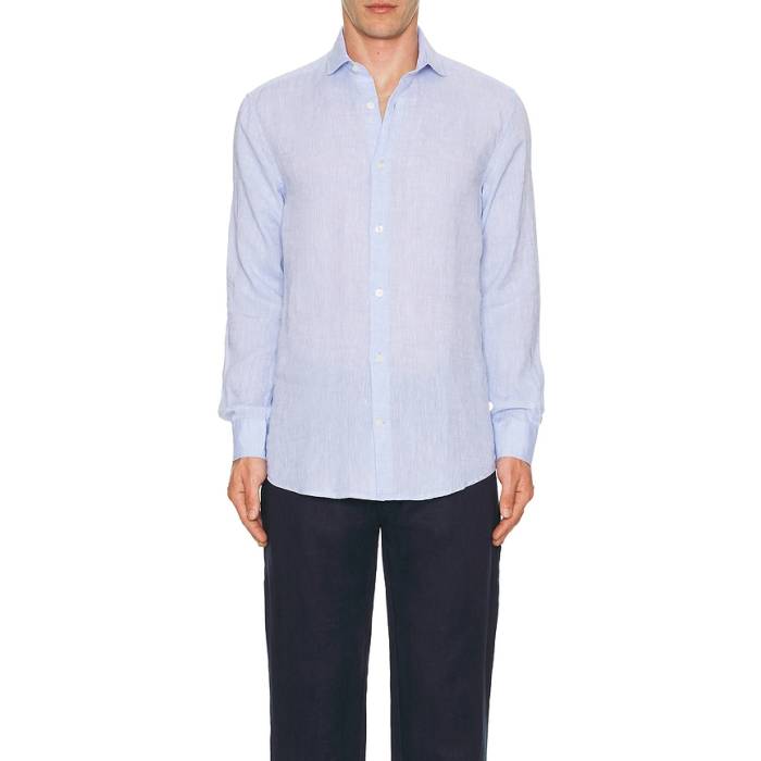 Frescobol Carioca 【 Antonio Linen Shirt Men Baby Blue 】 メンズ 青色 ブルー｜スニケス