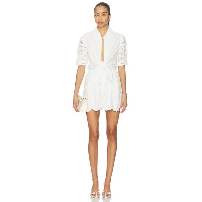 Poupette St Barth 【 Livia Short Jumpsuit Women Natural White Plain 】 飛び降りる背広 レディース 自然的 白いこと 白いこと