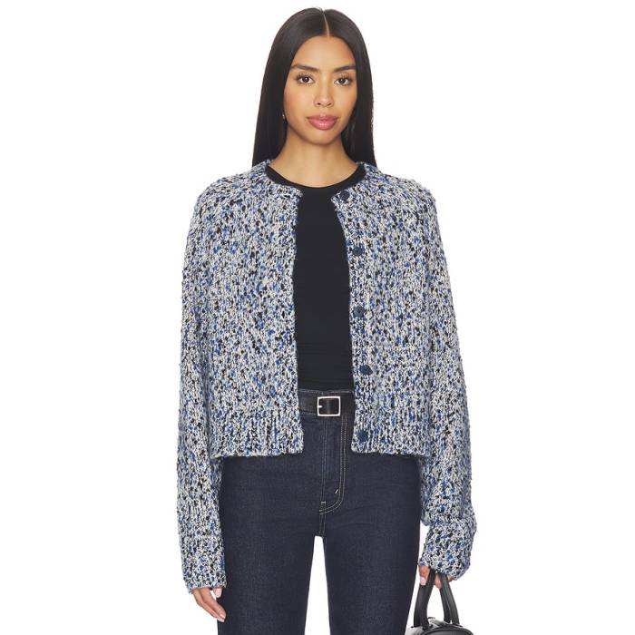 Aligne 【 Tania Nep Cardigan Women Blue Mix 】 ジレー レディース 青味 青み