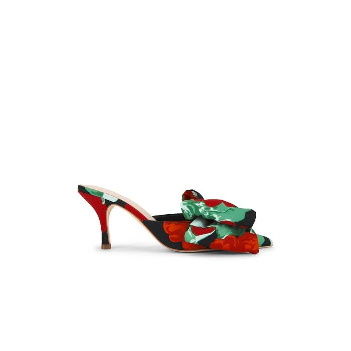 ロフラーランドール Loeffler Randall 【 Margot Bow Mule Women Bouquet Black Floral Taffeta 】 レディース 黒いこと 黒いこと