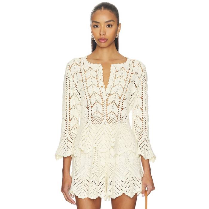 ジマーマン Zimmermann 【 Awaken Lace Crochet Top Women Cream 】 レディース 皮膚軟化剤