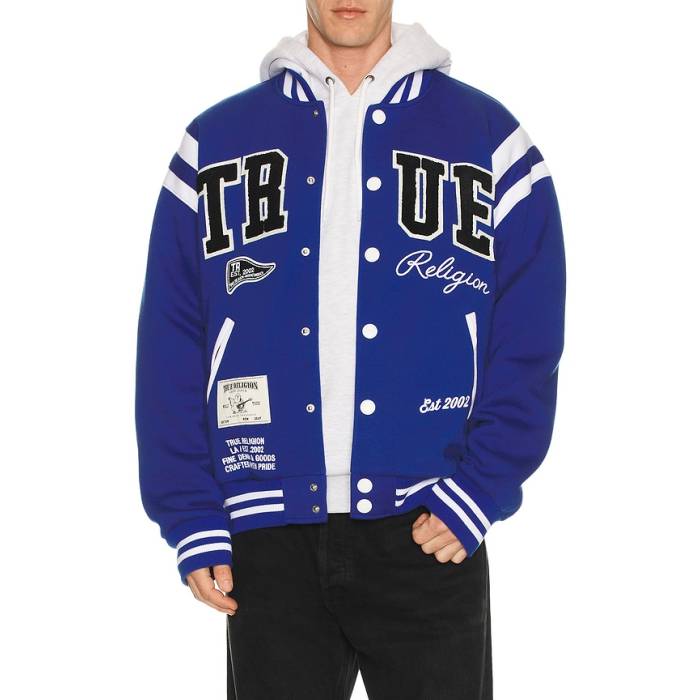 トゥルーレリジョン True Religion 【 Uni Varsity Jacket Men Mazarine Blue 】 Jacket ジャケット メンズ 青色 ブルー