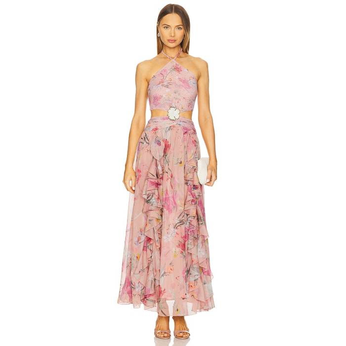 Patbo 【 Lily Flower Maxi Dress Women Orange 】 御召しもの レディース orange 橙・オレンジ色