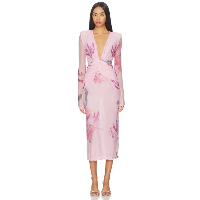 Patbo 【 Honey Flower Tulle Midi Dress Women Pink 】 お前さん 御召しもの レディース pink さくら色