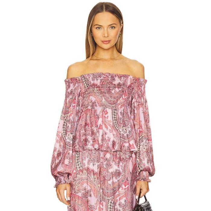 L\u0027agence 【 Ariela Off The Shoulder Blouse Women Mauve Multi French Paisley 】 レディース