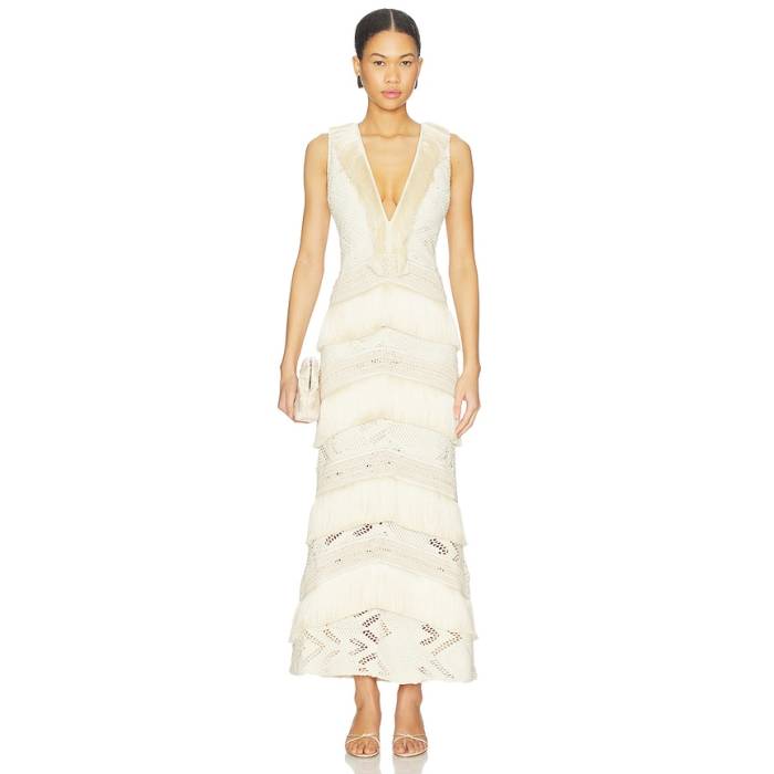 Patbo 【 Lycra Mesh Maxi Dress Women Beige 】 お召しもの レディース ベージュ