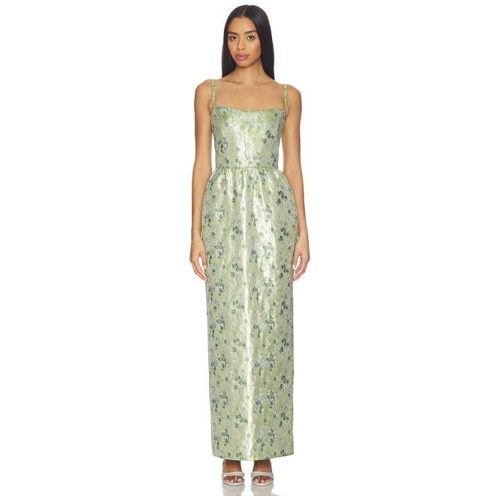 V. Chapman 【 Cheryl Dress Women Peridot Cheverny Brocade 】 御召しもの レディース
