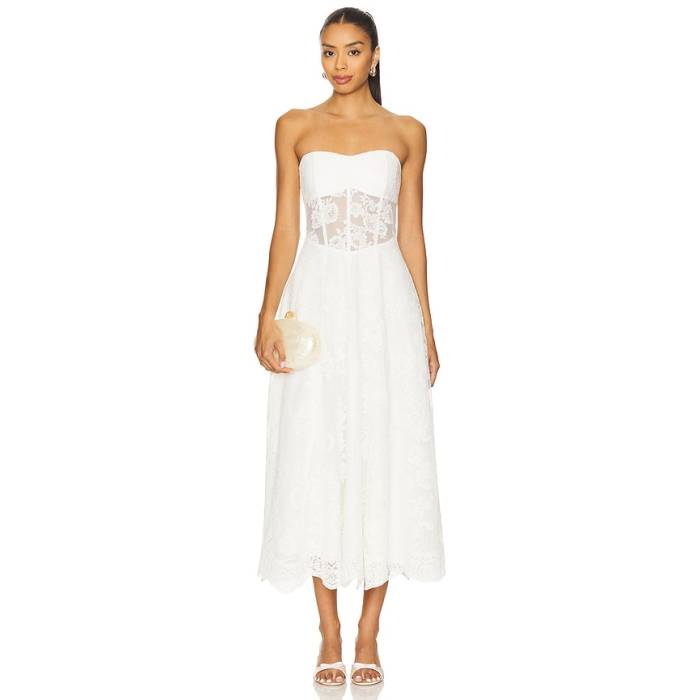 V. Chapman 【 Hazel Dress Women White Chantilly Lace 】 御召しもの レディース 白いこと 白いこと