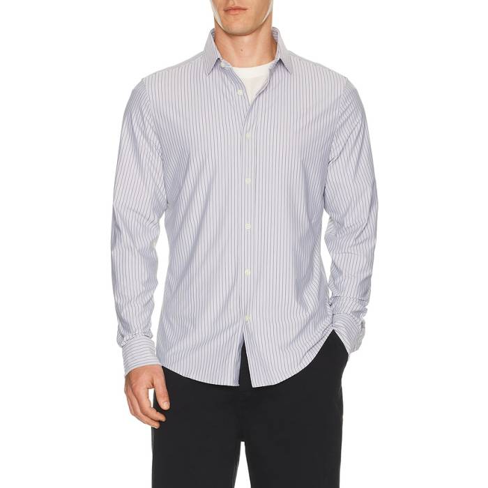 貸し付け金 Rhone 【 Commuter Shirt Semi Spread Collar Men Griffin Gray \u0026Amp; Dark Green Stripe 】 メンズ griffin グリフィン gray 薄墨色・薄墨色・薄墨色 green 緑・緑であること Stripe 縞模様