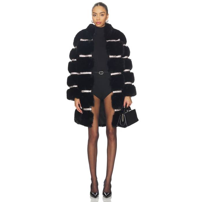 Adrienne Landau 【 Diamond Luxe Coat Women Jet Black 】 ダイヤモンド レディース 黒色 ブラック｜スニケス
