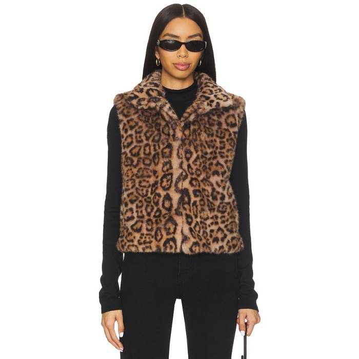 Adrienne Landau 【 Printed Rabbit Vest Women Natural Cheetah 】 限りない レディース 自然的