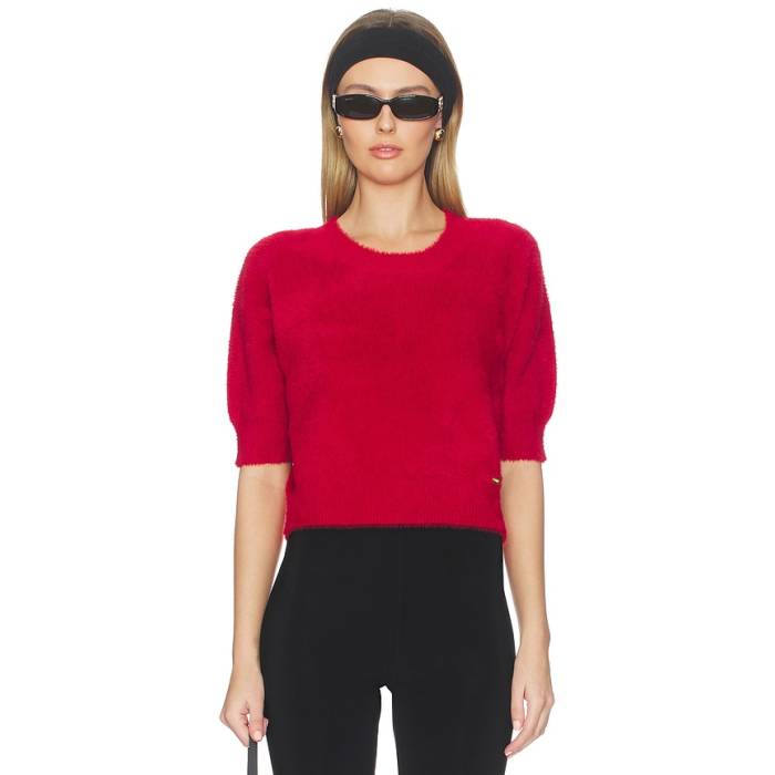 L\u0027agence 【 Guinevere Short Sleeve Crop Crew Women Chili Pepper 】 Sleeve 衣袂 Crop クロップ 労働者の一団 レディース