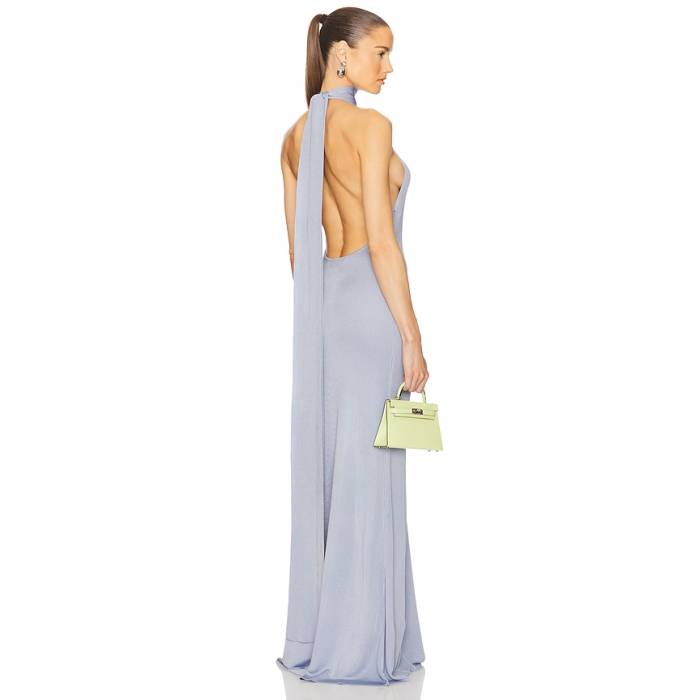 Helsa 【 Novie Maxi Knit Dress Women Sky Blue 】 編み物 御召しもの レディース 天の原 青味 青み