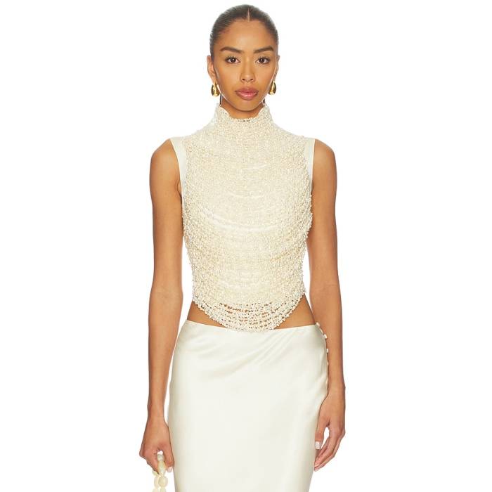 Cult Gaia 【 Taraji Sleeveless Top Women Pearl 】 Sleeveless ノン衣袂 レディース パール