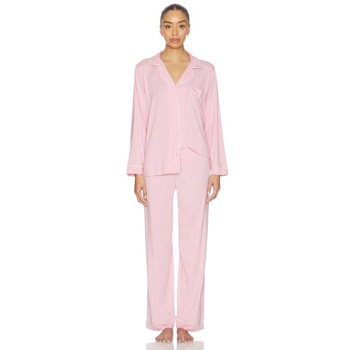エバージェイ Eberjey 【 Gisele Long Pj Set Women Pink Nectar \u0026Amp; Ivory 】 レディース pink サクラ色 象牙色