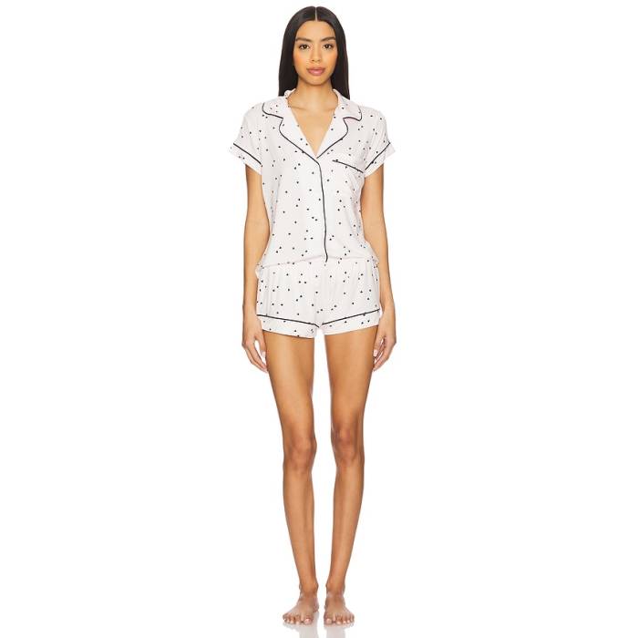 エバージェイ Eberjey 【 Gisele Printed Shortie Set Women Little Heart Sorbet Pink \u0026Amp; Black 】 レディース pink サクラ色 黒いこと 黒いこと