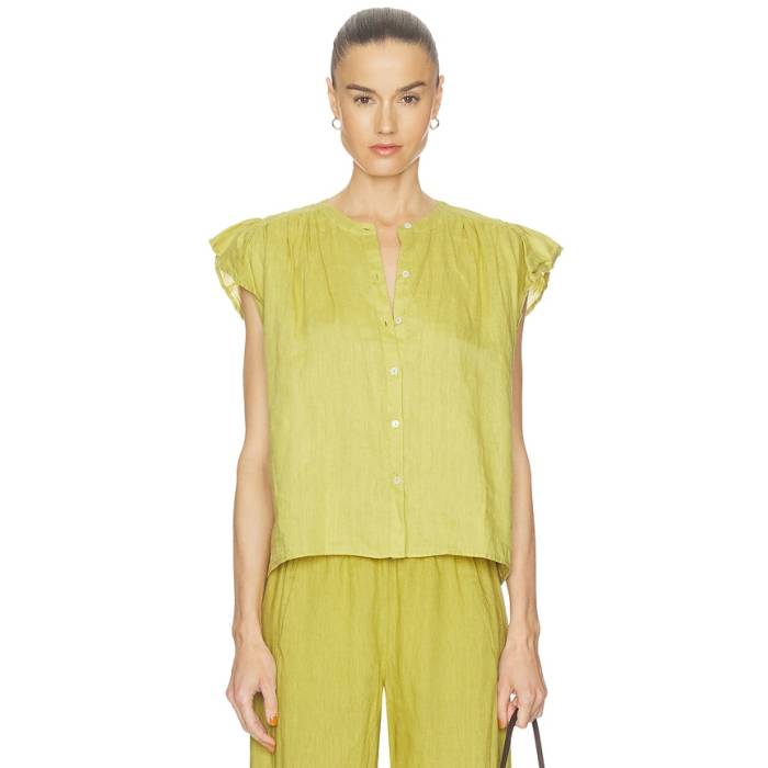 Velvet By Graham & Spencer 【 Janey Woven Linen Top Women Citron 】 Woven ウーブン レディース|スニケス