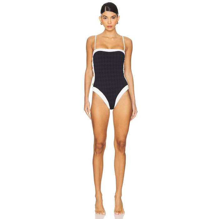 L'agence 【 Tory Colorblock Chic Bandeau One Piece Swimsuit Women Black 】 水着 レディース 黒色 ブラック｜スニケス