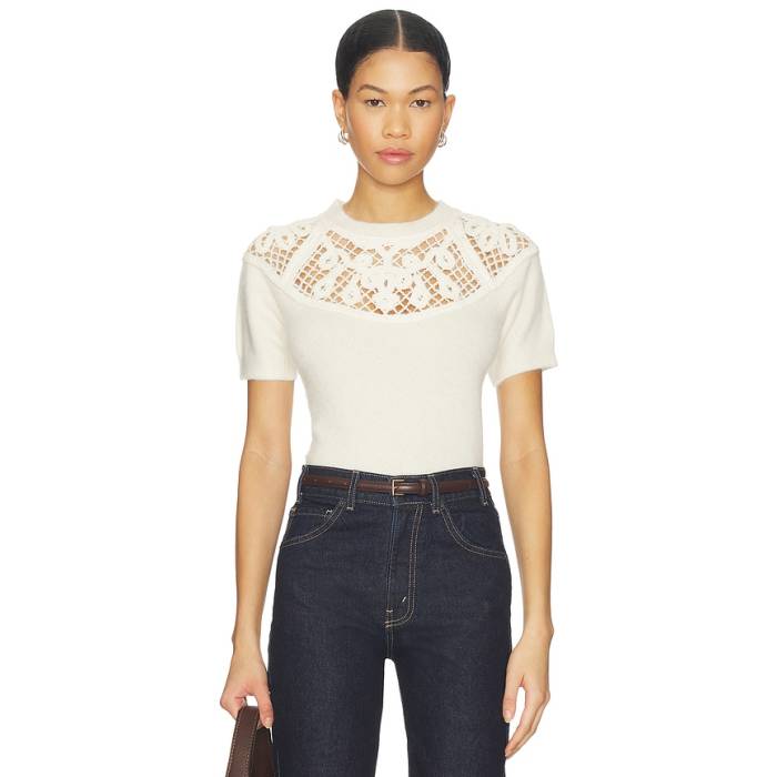 ひな形 Frame 【 Lace Gathered Sweater Women Cream 】 調教師 レディース 皮膚軟化剤