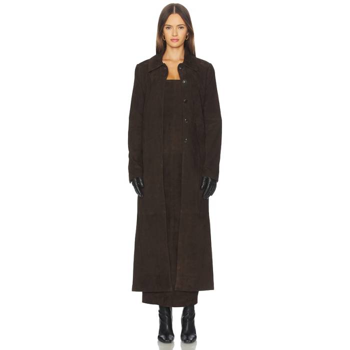 Srg 【 Bruno Suede Coat Women Chocolate 】 スエード・スウェード レディース