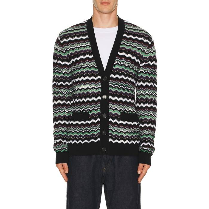 Missoni 【 Buttoned Cardigan Men Blue \u0026Amp; Green Tones 】 ジレー メンズ 青碧 青碧 green 緑・緑であること
