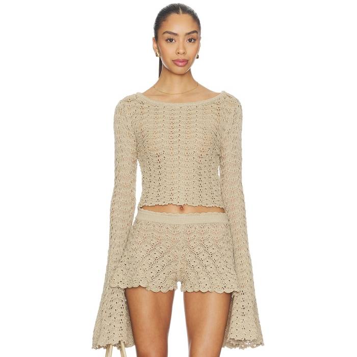 Tularosa 【 Zaylee Boat Neck Open Stitch Sweater Women Tan 】 調教師 レディース