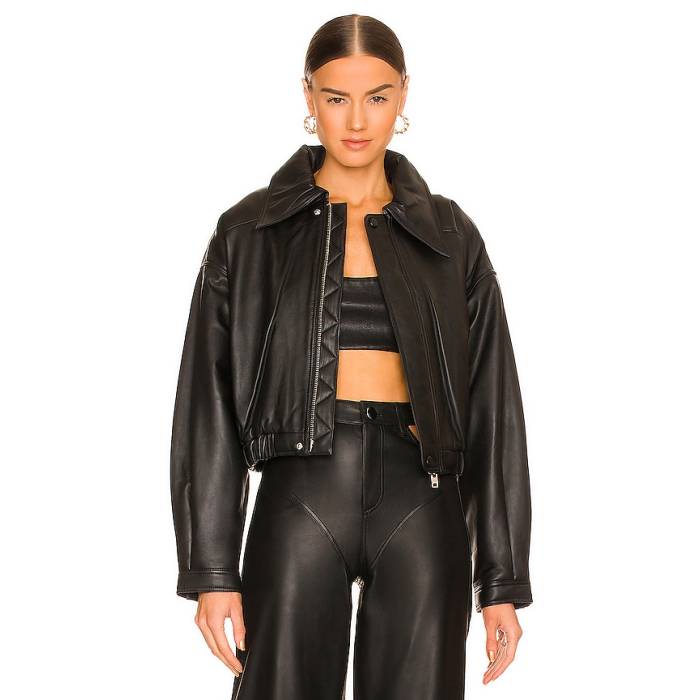 Camila Coelho 【 Raven Leather Jacket Women Black 】 レザー Jacket ジャケット レディース 黒色 ブラック｜スニケス