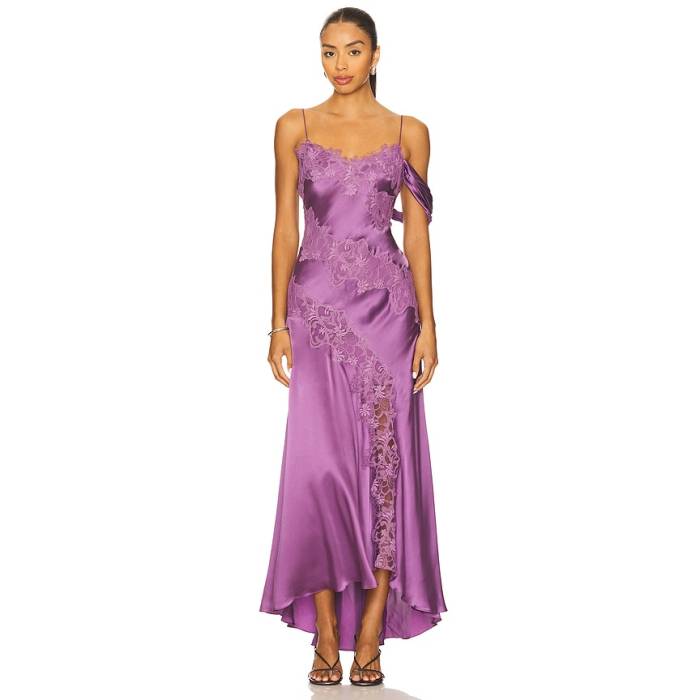 Amur 【 Reese Cascade Lace Gown Women Violet Daze 】 カスケード レディース 紫・相撲取り草