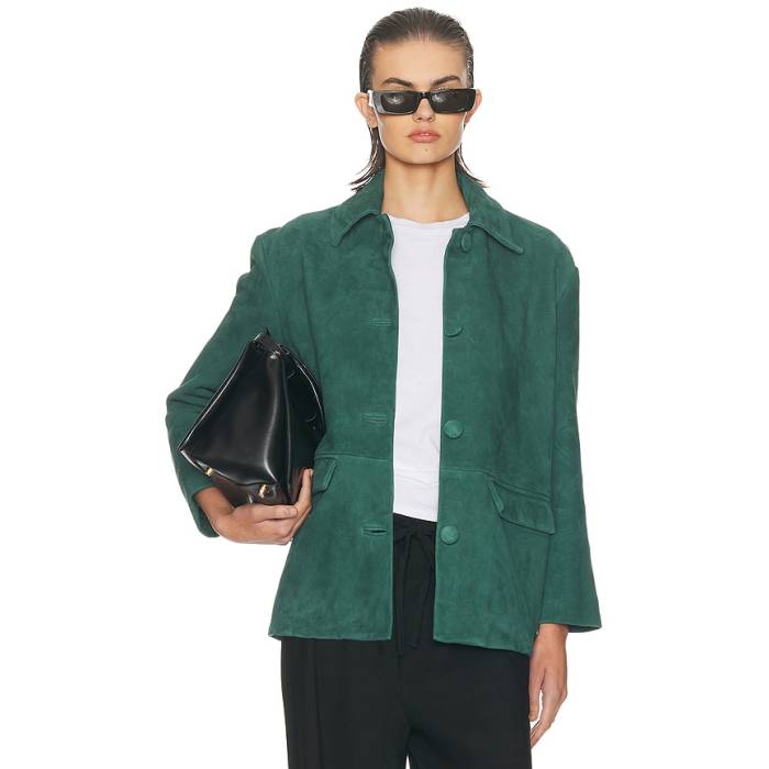 Helsa 【 The Schoolhouse Jacket In Suede Women Spruce 】 Jacket 上衣 スエード・スウェード レディース
