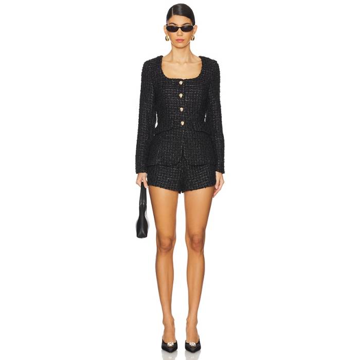 アマンダアプリチャード Amanda Uprichard 【 Long Sleeve Kya Romper Women Black 】 Sleeve 捩り ロンパース レディース 黒いこと 黒いこと