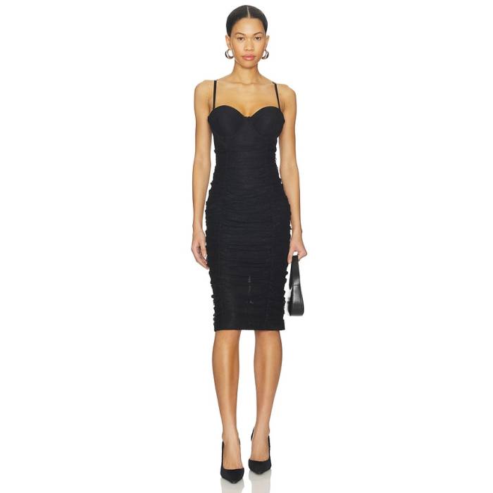 L\u0027agence 【 Senna Lace Bustier Midi Dress Women Black 】 御召しもの レディース 黒いこと 黒いこと