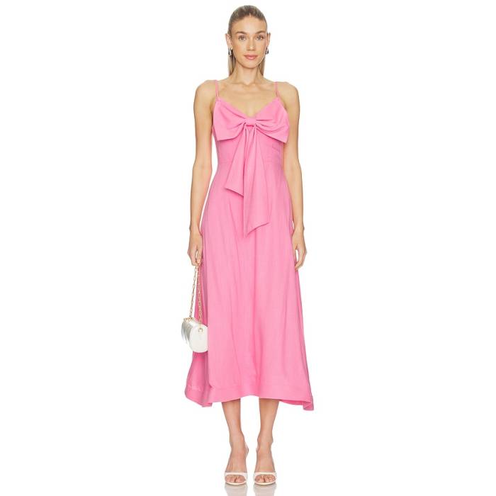 Elliatt 【 Miri V-Neck Bow Midi Dress Women Bubblegumpink 】 Vのど首 お召しもの レディース レディースファッション-ドレス