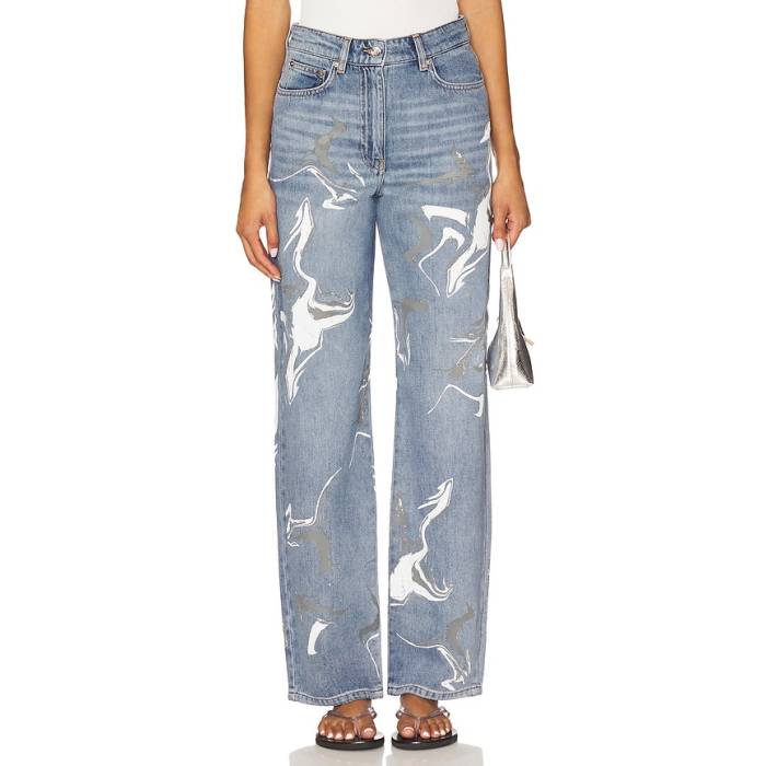 イロ Iro 【 Ulya Wide Leg Women Blue Paint 】 レディース 青味 青み