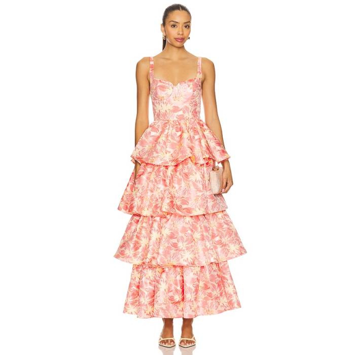 Lovers And Friends 【 Francesca Maxi Dress Women Pink &Amp; Yellow Floral 】 ドレス レディース pink ピンク yellow 黄色・イエロー｜スニケス