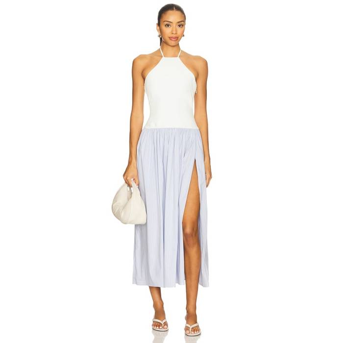 Lovers And Friends 【 Skylar Midi Dress Women White \u0026Amp; Blue Stripe 】 ドレス レディース 白色 ホワイト 青色 ブルー Stripe ストライプ