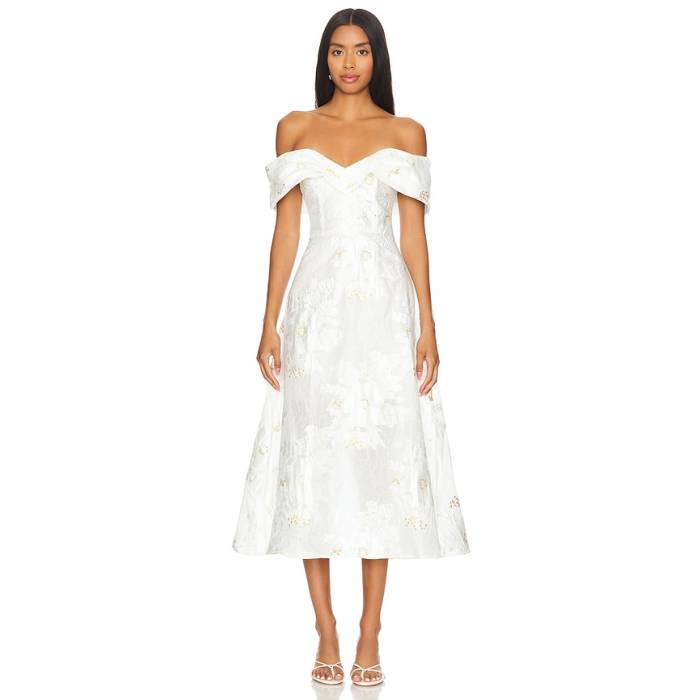 Elliatt 【 Octavia Midi Dress Women Ivory \u0026Amp; Gold 】 お召しもの レディース 象牙色 ゴールド