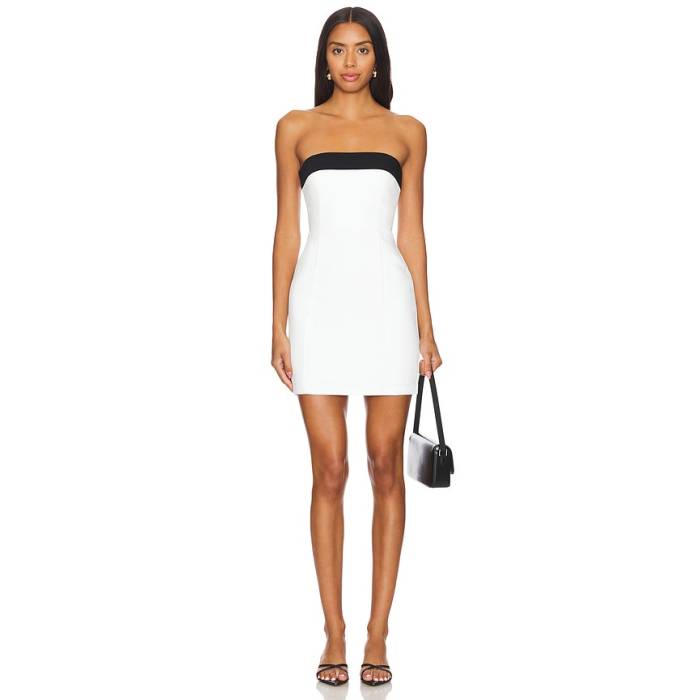 アマンダアプリチャード Amanda Uprichard 【 X Revolve Kerry Dress Women Ivory \u0026Amp; Black 】 御召しもの レディース 象牙色 黒いこと 黒いこと