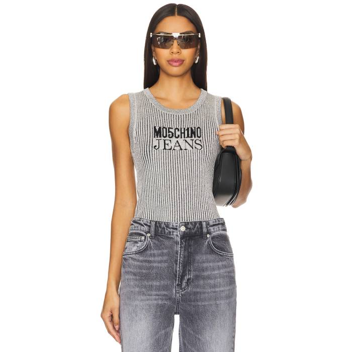 Moschino Jeans 【 Top Women Multi Silver 】 レディースファッション トップス タンクトップ レディース Silver 銀色・シルバー