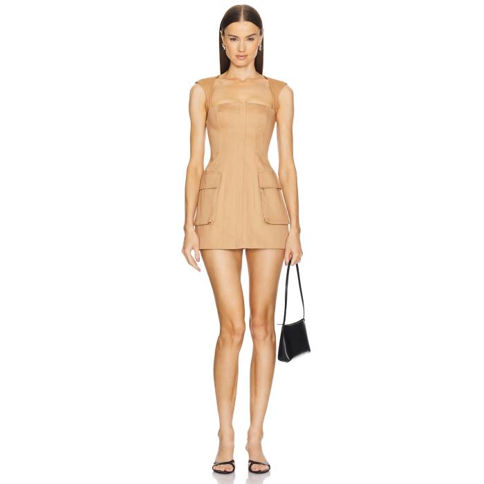 L'academie 【 By Marianna Ashleigh Stretch Cotton Cargo Mini Dress Women Camel 】 カーゴ ドレス レディース camel キャメル|スニケス